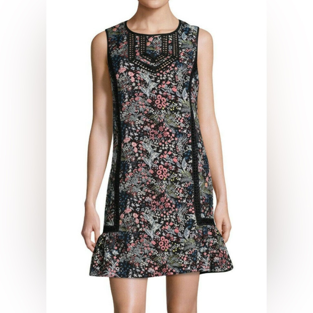 Laundry By Shelli Segal Black and Pink Floral Midi Dress